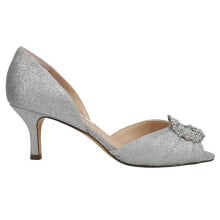 Купить женские туфли на каблуке Nina: Nina Corrine Peep Toe Evening Pumps Womens Silver Dress Casual CORRINE-SILVER