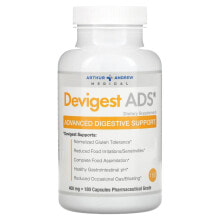 Пищеварительные ферменты Arthur Andrew Medical, Devigest ADS, усовершенствованное средство для поддержки пищеварения, 400 мг, 180 капсул
