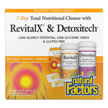 Растительные экстракты и настойки Natural Factors, 7-Day Total Nutritional Cleansing with RevitalX & Detoxitech, 1.33 lb (603.5 g)