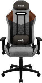 Компьютерные кресла для дома aerocool DUKE AeroSuede Универсальное игровое кресло Черный, Коричневый, Серый DUKEGREY