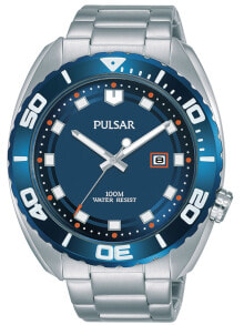Мужские наручные часы с браслетом Мужские наручные часы с серебряным браслетом Pulsar PG8281X1 Classic Mens 45mm 10 ATM