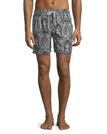 Купить мужские плавки и шорты Slate & Stone: Slate & Stone 147397 Men's Medallion-Print Swim Shorts Black, White Sz. X-Large