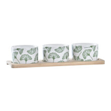 Appetizer Set DKD Home Decor Bamboo Stoneware Sheets 3 Pieces 4 Pieces 28 x 9,7 x 1,5 cm