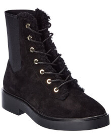 Купить черные женские высокие ботинки Stuart Weitzman: Stuart Weitzman Henley Chill Suede Combat Boot Women's Black 8