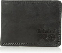 Мужской портмоне кожаный черный горизонтальный без застежки Timberland PRO Men's Leather RFID Wallet with Removable Flip Pocket Card Carrier