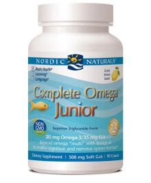 Рыбий жир и Омега 3, 6, 9 Nordic Naturals Complete Omega Junior Lemon Омега-жирных кислот для поддержки обучения и речи, работы мозга, здоровья нервной и иммунной систем у детей 500 мг 90 гелевых капсул