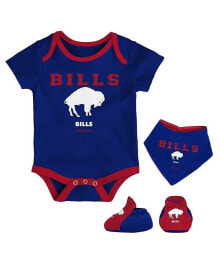 Mitchell & Ness newborn and Infant Boys and Girls Royal, Red Buffalo Bills Throwback Bodysuit Bib and Booties Three-Piece Set