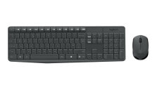 Logitech MK235 Wireless Keyboard and Mouse Combo - Full-size (100%) - Wireless - USB - QWERTY - Grey - Mouse included купить онлайн