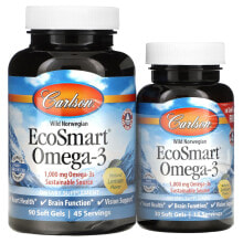 Carlson, EcoSmart Omega-3, натуральный ароматизатор «Лимон», 500 мг, 180 мягких таблеток