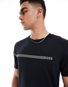 Купить мужские футболки и майки BOSS Green: BOSS GREEN – Tee 5 – T-Shirt in Schwarz mit Logo-Print