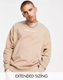 ASOS – Dark Future – Oversized-Sweatshirt in Taupe mit Logoprints vorne und hinten