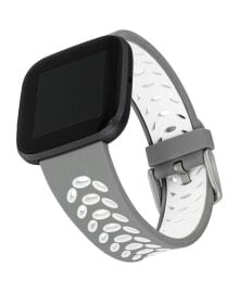 WITHit Gray and White Premium Sport Silicone Band Compatible with the Fitbit Versa and Fitbit Versa 2