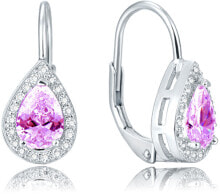 Женские ювелирные серьги серебряные серьги с розовым кристаллом AGUC1162