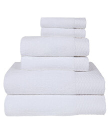 American Dawn kelso Solid with Wave Jacquard Cuff Bath Towel Set, 6 Piece