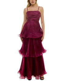 Купить женские платья Taylor: Women's Square-Neck Tiered Pleated Chiffon Gown