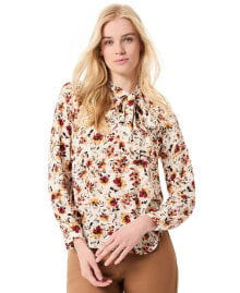 Купить женские блузки и кофточки Jones New York: Women's Floral-Print Tie-Neck Long-Sleeve Blouse