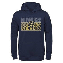 MLB Milwaukee Brewers Boys' Poly Hooded Sweatshirt - XS