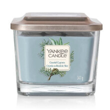 Yankee Candle Coastal Cypress восковая свеча Квадратный Синий, Прозрачный 1 шт 5038581050133