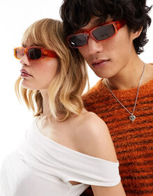 Купить мужские солнцезащитные очки AJ Morgan: AJ Morgan wraparound festival sunglasses in orange - ORANGE