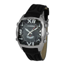 Аналоговые мужские наручные часы с черным кожаным ремешком Chronotech CT7677M-02 ( 45 mm)