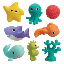 Игрушки для ванной для детей до 3 лет Игрушка для ванной - INFANTINO - Набор из 8 игрушек-брызгалок "Морские обитатели". Возраст от 9 месяцев.