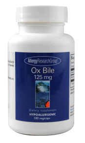 Витамины и БАДы для пищеварительной системы Allergy Research Group Ox Bile Гипоаллергенная бычья желчь 500 мг 180 растительных капсул