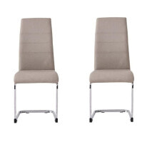 Мягкие стулья и полукресла комплект JANE 2er - Chrombein - Taupefarbener Stoff - L 42 x T 56 x H 99 см