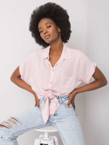Женские блузки и кофточки Женская блузка с коротким рукавом на пуговицах - розовая Factory Price