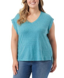 Купить женские футболки Jessica Simpson: Trendy Plus Size Hester Cropped V-Neck T-Shirt