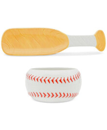 Godinger baseball Bowl & Platter Set