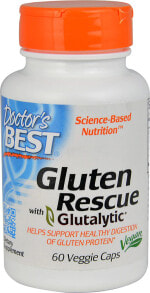 Пищеварительные ферменты doctor's Best Gluten Rescue with Glutalytic Комплекс пищеварительных ферментов для расщепления глютена 60 вегетарианских капсул
