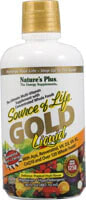 Витаминно-минеральные комплексы naturesPlus Source of Life Gold Liquid Multi-Vitamin Жидкий мультивитаминный комплекс на основе цельнопищевых концентратов 887 мл со вкусом тропических фруктов