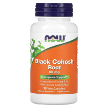 Витамины и БАДы для нормализации гормонального фона nOW Foods, Black Cohosh Root, 80 mg, 90 Veg Capsules