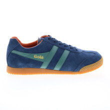 Купить синие мужские кроссовки Gola: Gola Harrier Suede CMA192 Mens Blue Suede Lace Up Lifestyle Sneakers Shoes 8