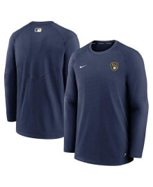 Nike men's Navy Milwaukee Brewers Authentic Collection Logo Performance Long Sleeve T-shirt