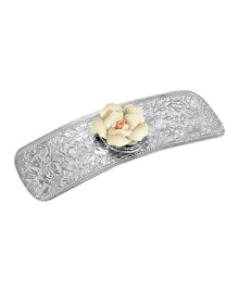 Women's Silver-Tone Porcelain Flower Hair Barrette