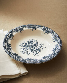 Floral earthenware soup plate