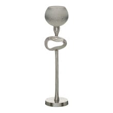 Candleholder Grey Silver Aluminium Crystal 11 x 11 x 48 cm