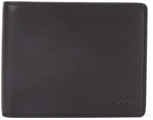 Мужские кошельки и портмоне Мужское портмоне кожаное черное горизонтальное без застежки Hugo Boss Mens Asolo Wallet