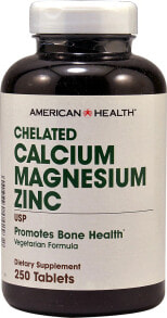 Кальций American Health Chelated Calcium Magnesium Zinc  Хелатированный кальций + магний  + цинк  250 таблеток