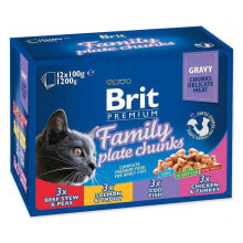 BRIT Cat Pouches Family Plate 12x100g Wet Cat Food