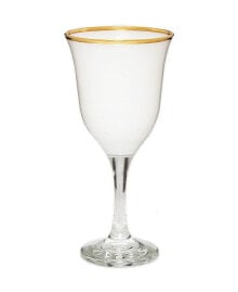 Classic Touch 12 Oz Water Glasses with Stem and Colored Rim, Set of 6