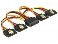 Компьютерные кабели и коннекторы deLOCK 60156 кабель SATA 0,15 m SATA 15-контактный 4 x SATA 15-pin Разноцветный