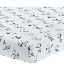 Lambs & Ivy classic Snoopy 100% Cotton White/Black Fitted Baby Crib Sheet
