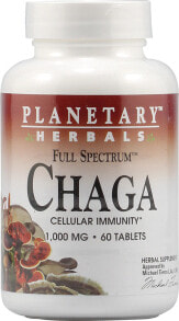 Грибы planetary Herbals Chaga Full Spectrum Гриб чаги для иммунной и антиоксидантной поддержки 1000 мг 60 таблеток