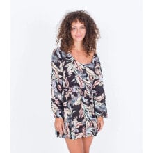 HURLEY Wispy Leaves Scoop Long Sleeve Short Dress