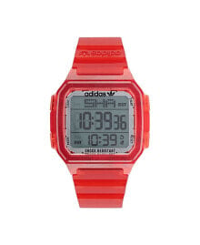 adidas unisex Gmt Digital One Gmt Red Resin Strap Watch 47mm