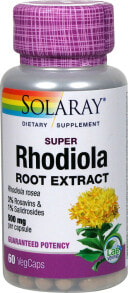 Витамины и БАДы для укрепления иммунитета Solaray Super Rhodiola Root Extract Экстракт корня родиолы 500 мг 60 веганских капсул