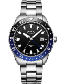 Мужские наручные часы с серебряным браслетомRotary GB05108/63 Henley mens watch GMT 42mm 10ATM