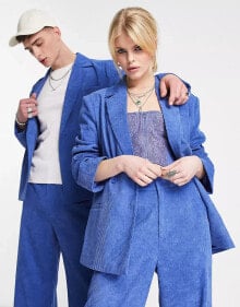 Reclaimed Vintage – Kastiger Unisex-Blazer aus Cord in Blau